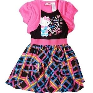 Hello Kitty Pink and Black Plaid Kids Dress